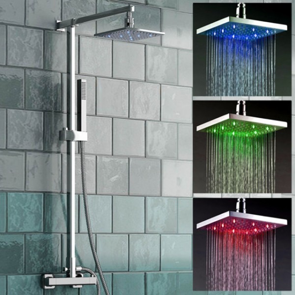 Pommeau De Douche LED Chromatique – Économie D'eau, Filtration Anions – 3 Couleurs Selon T°