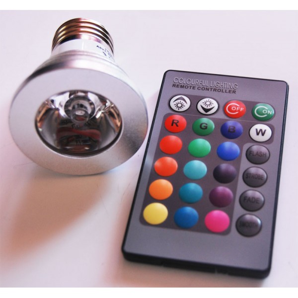Ampoule LED E27 3W RGB Télécommande - Changement De Couleur - Culot Standard - Neuf