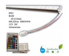 Réglette à LED couleurs 1 m RGB avec télécommande waterproof IP65 
